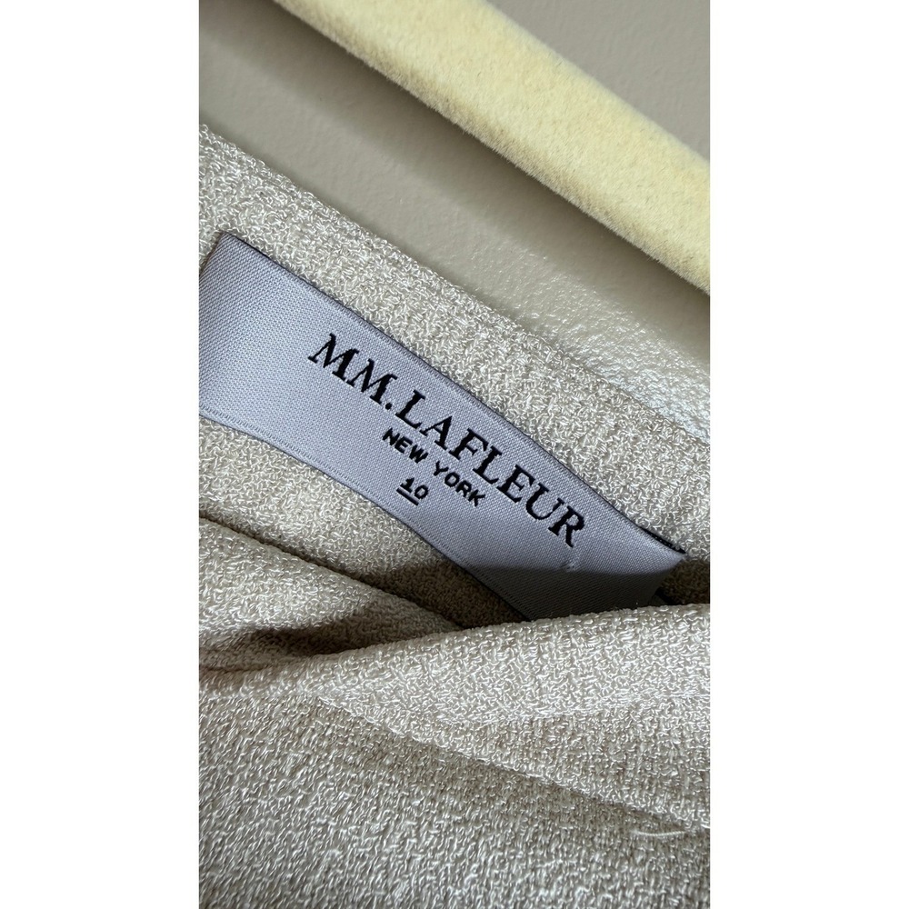 MM.LaFleur Oatmeal Beige Textured Crepe Front Slit Midi Skirt Womens 10 HighRise - Picture 7 of 7